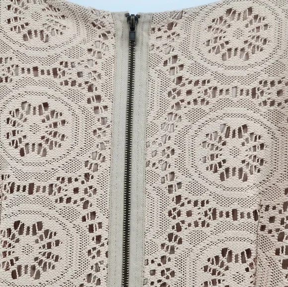 Adrianna Papell Crochet Lace Shift Dress Sand Beige Size 16 New